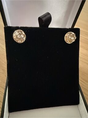 Gold Crystal Dome Stud Earrings